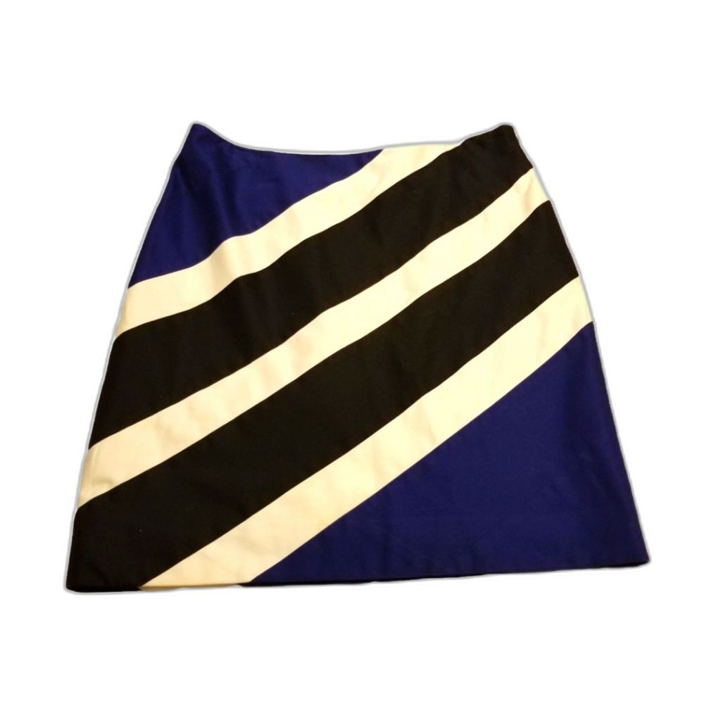 White House Black Market Skirt Size 4 Asymmetrical Striped Blue White